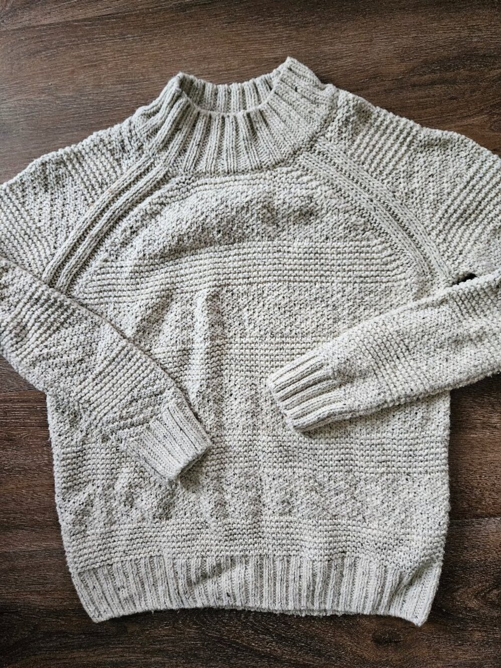 Prana oatmeal cream knit mock neck fall winter women's cotton sweater size XS